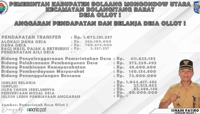 Rincian publikasi APBDes Ollot I Tahun 2024