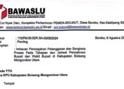 Bawaslu Bolmut Keluarkan Surat Jelang Pendaftaran Paslon